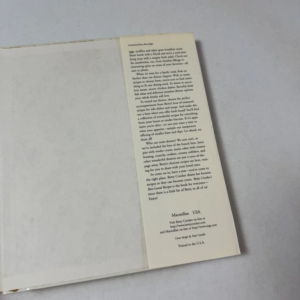 Betty Crocker's Best-Loved Recipes Hardcover‎ Cookbook 1999 First Edition